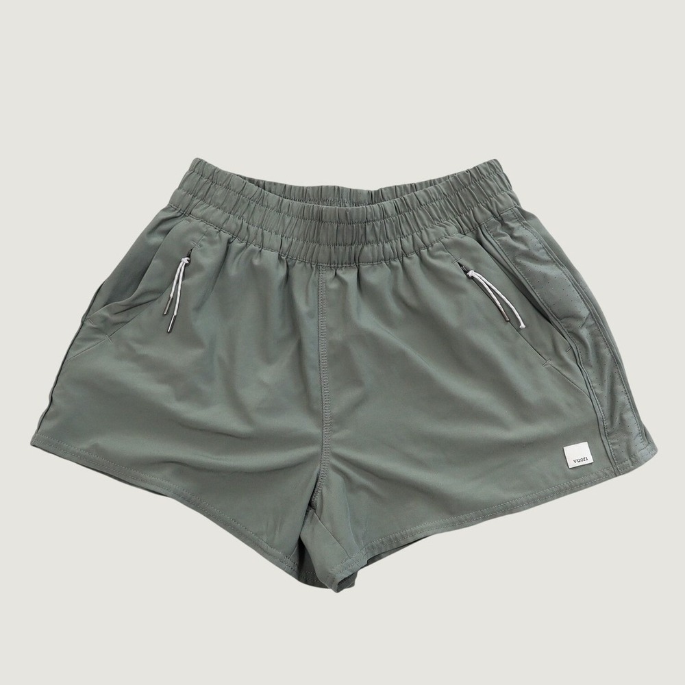 Vuori Dash Shorts 3" Inseam Womens Size M Olive Green Unlined VW367 Activewear